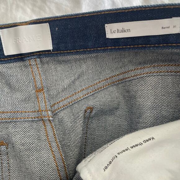 FRAME Le Italien Barrel Jean Cropped Size 31 Dark Wash - Picture 6 of 8